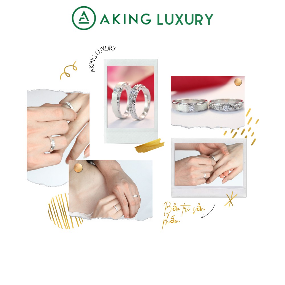 Nhẫn cặp AKING LUXURY AK31 cao cấp, Nhẫn nam, nhẫn nữ được thiết kế đồng điệu, điểm nhấn những viên đá tạo sự sang trọng