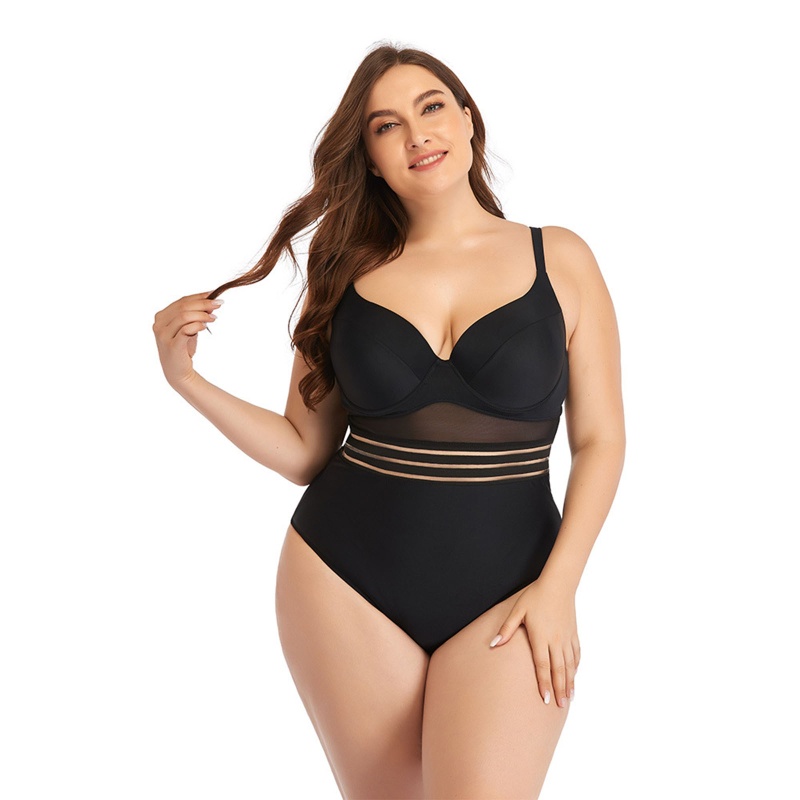 Brroa Bộ Bikini Lưng Cao Màu Trơn Mềm Mại Cỡ Lớn Quyến Rũ Cho Nữ