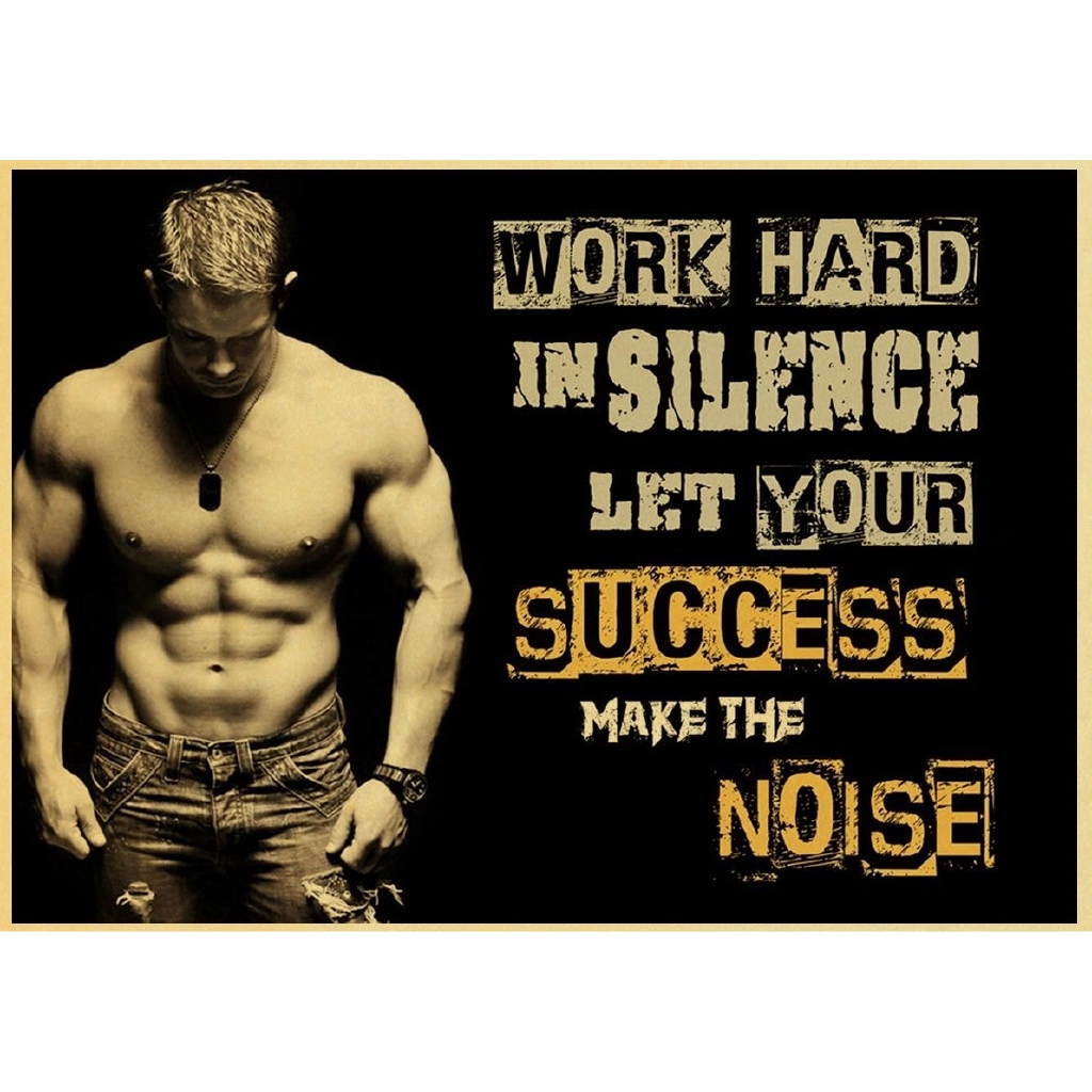 Tranh Vải Treo Tường In Câu Trích Dẫn Cơ Bắp Tập Gym / Văn Phòng / Tại Nhà