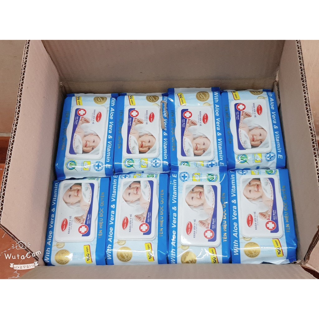 Khăn ướt, giấy ướt Baby Thiên Phúc (1 thùng 24 bịch x100 tờ) không mùi - chính hãng