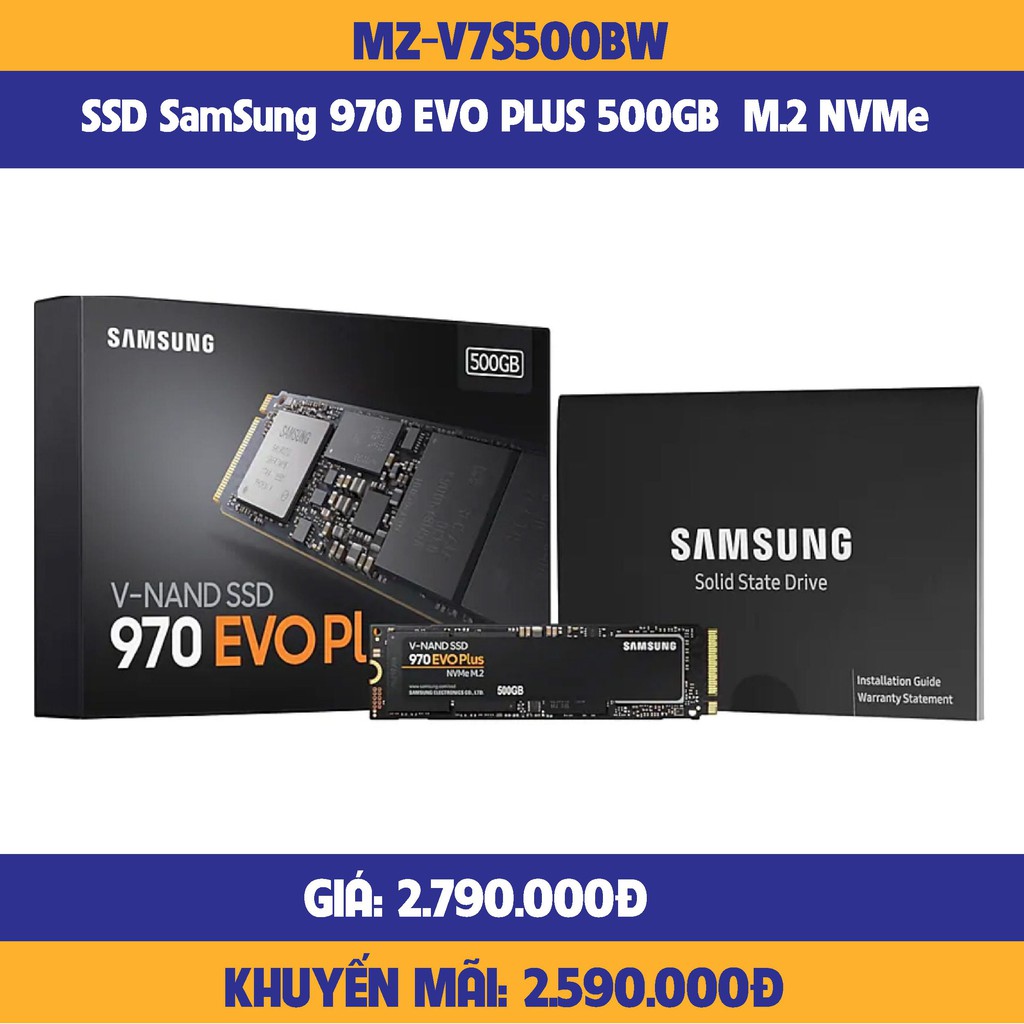 ổ cứng SSD SamSung 970 EVO PLUS 500GB  M.2 NVMe PCIe-hàng chính hãng