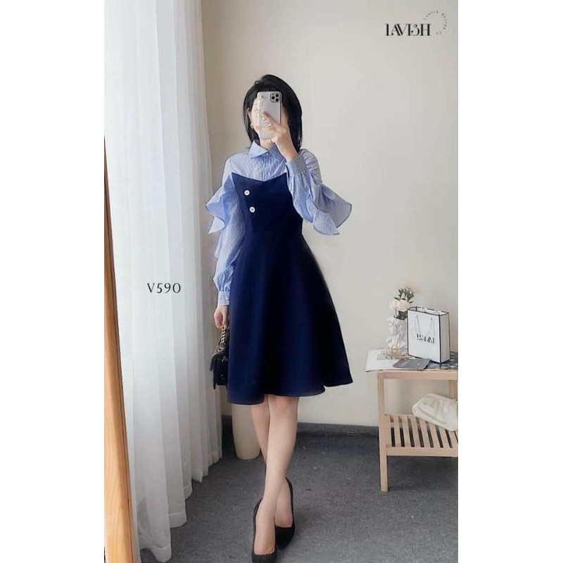 Đầm xòe cổ sơ mi /Đầm công sở thiết kế