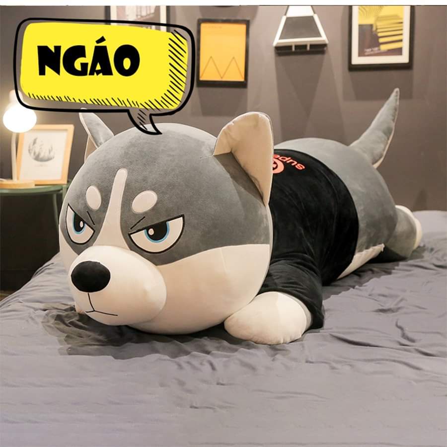 [Rẻ Vô Địch] Gấu Bông Chó Husky Mặt Ngáo - Gối Ôm Chó Ngáo Siêu Top Khổng Lồ Size 1m5/1m2/1m/80cm