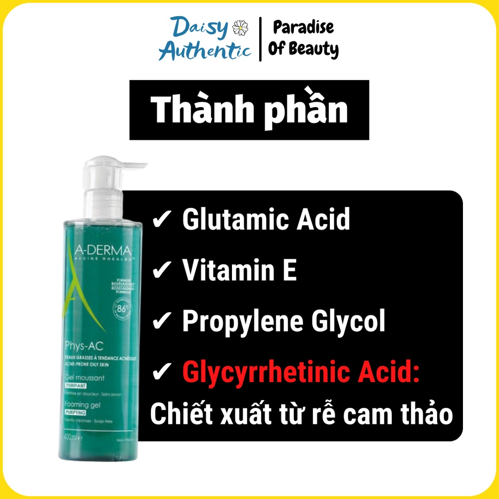 Sữa Rửa Mặt Aderma Gel Moussant Purifiant Phys-Ac