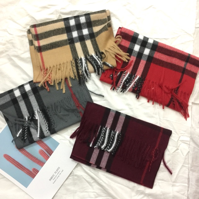 Khăn kẻ cashmere lông cừu cho bé