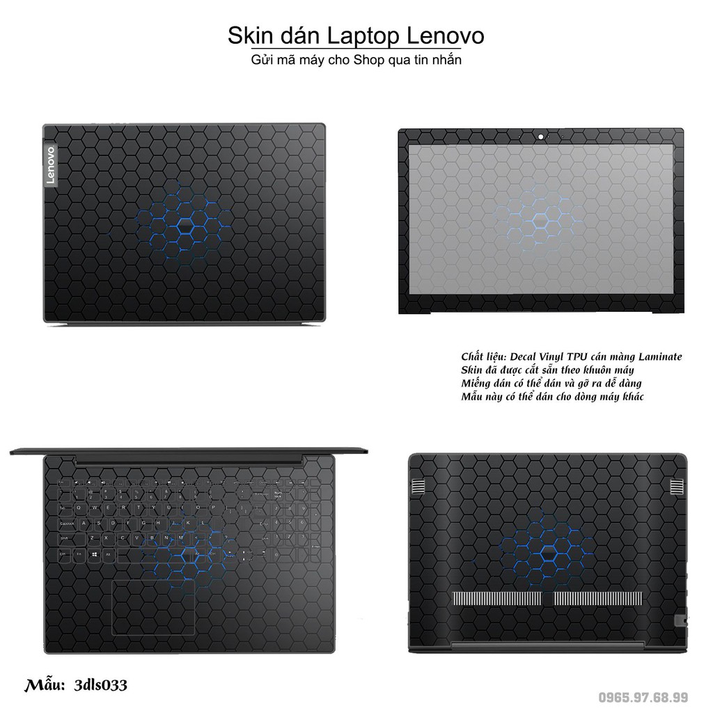 Skin dán Laptop Lenovo in hình 3D Color (inbox mã máy cho Shop)