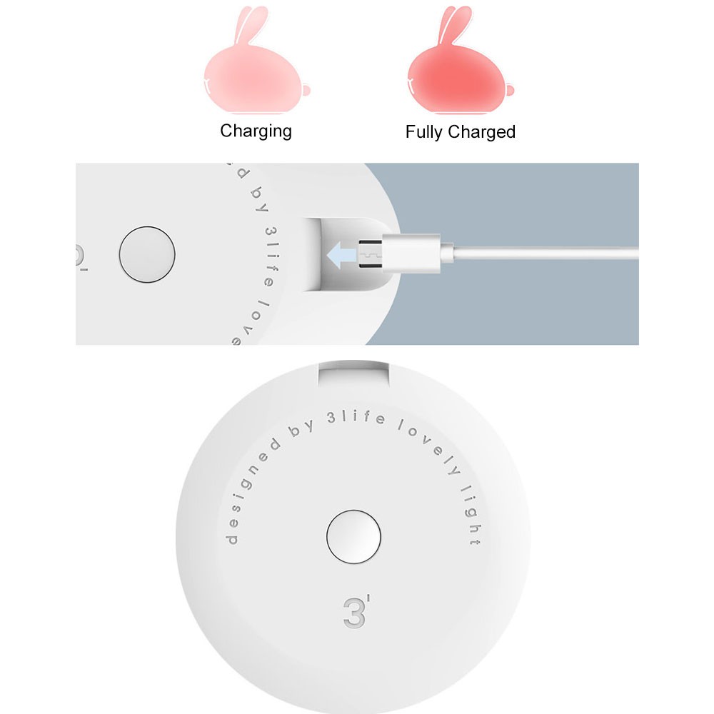 Uareliffe Đèn ngủ RGB đầy màu sắc Đèn ngủ Bunny Ánh sáng ấm lạnh USB có thể sạc lại Tiết kiệm năng lượng Đèn ngủ mềm Đèn silicon Nắp đậy 3 cấp Chế độ chiếu sáng để bàn Đèn LED cho bữa tiệc phòng ngủ