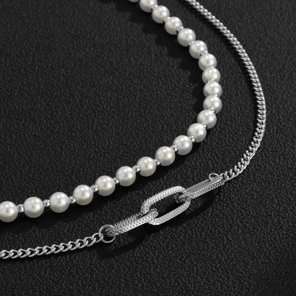 Vòng cổ choker đính ngọc trai nhân tạo phong cách Hàn Quốc cổ điển thời trang cho nam