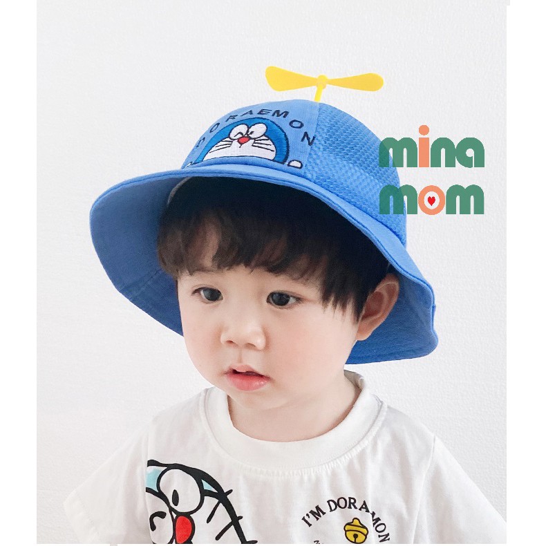 Nón vành tròn cho bé có quai TTB007 mũ bucket Doremon tai bèo size 1, 2, 3 tuổi cho bé trai, bé gái