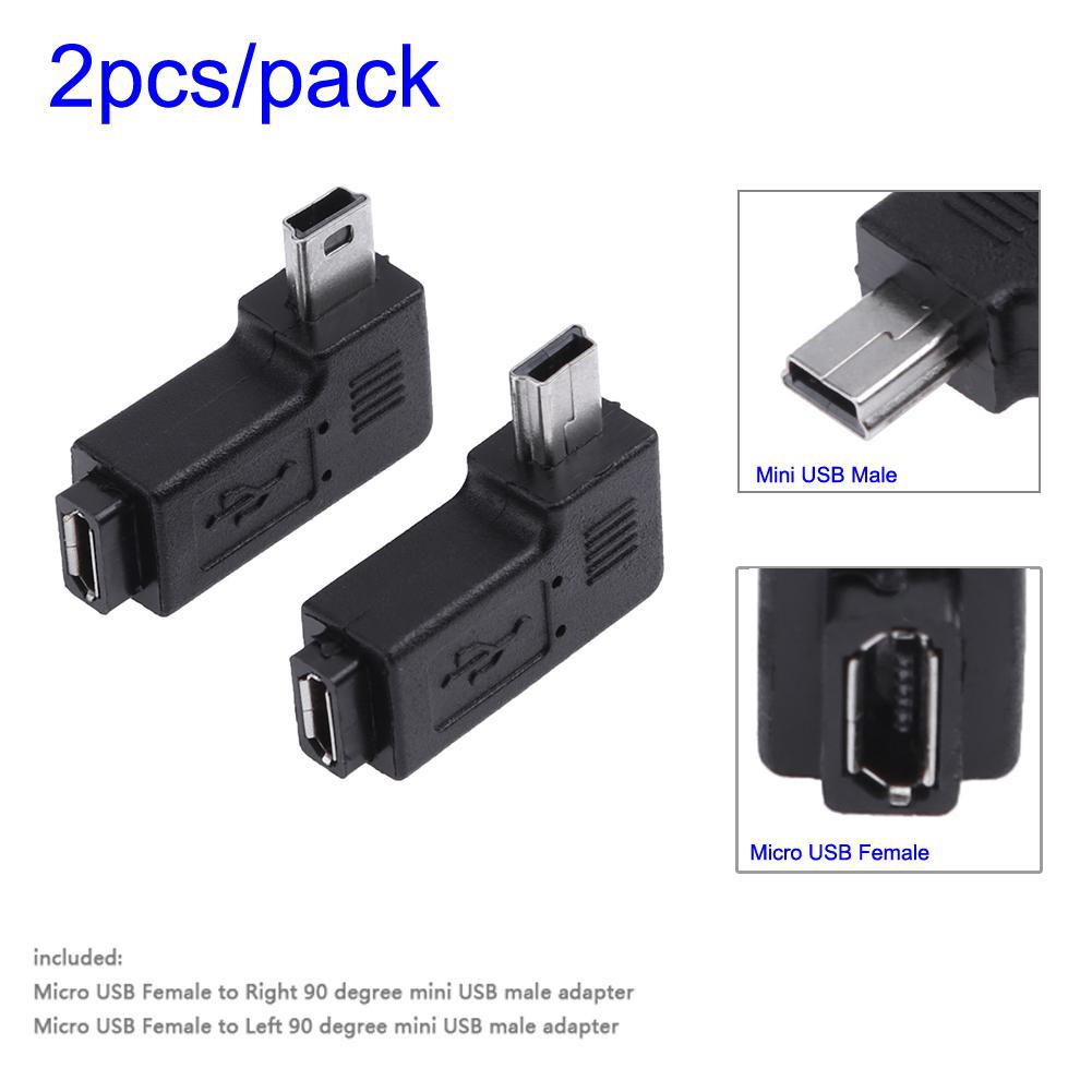 🌟Chất lượng cao nhất🍁2pcs 90 Degree Micro USB Female to Mini USB Male Adapter Connector