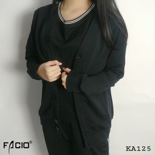 Áo cardigan nữ cổ V cổ vest From rộng dệt kim hàn quốc FACIOSHOP Áo khoác cardigan nữ big size mỏng cao cấp