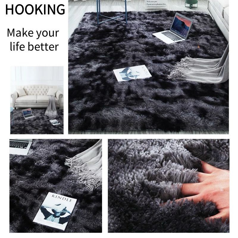 Thảm Lông Xù Màu Gradient Dùng Trang Trí Phòng Ngủ/Phòng Khách