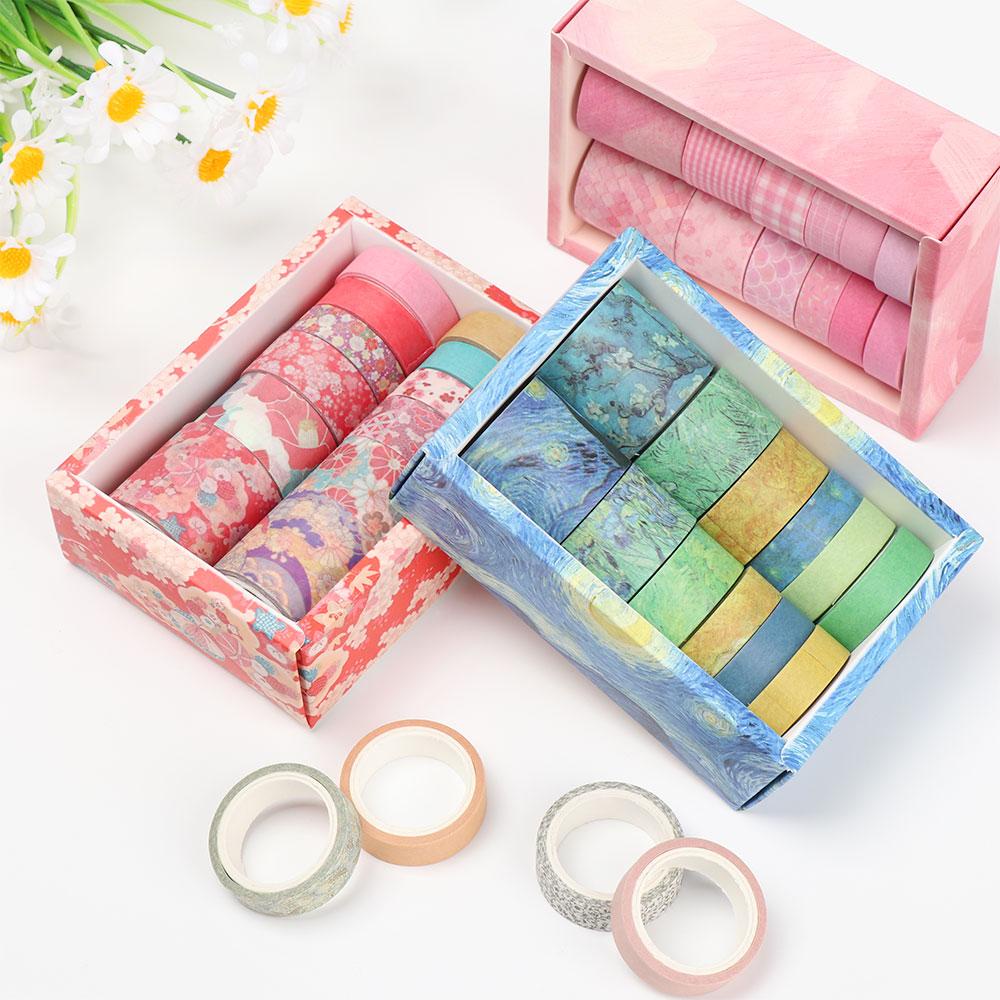 PISTA Cuộn Băng Keo Washi In Họa Tiết Hoa Lá Nhiều Màu Sắc Trang Trí Sổ Tay Nhật Ký