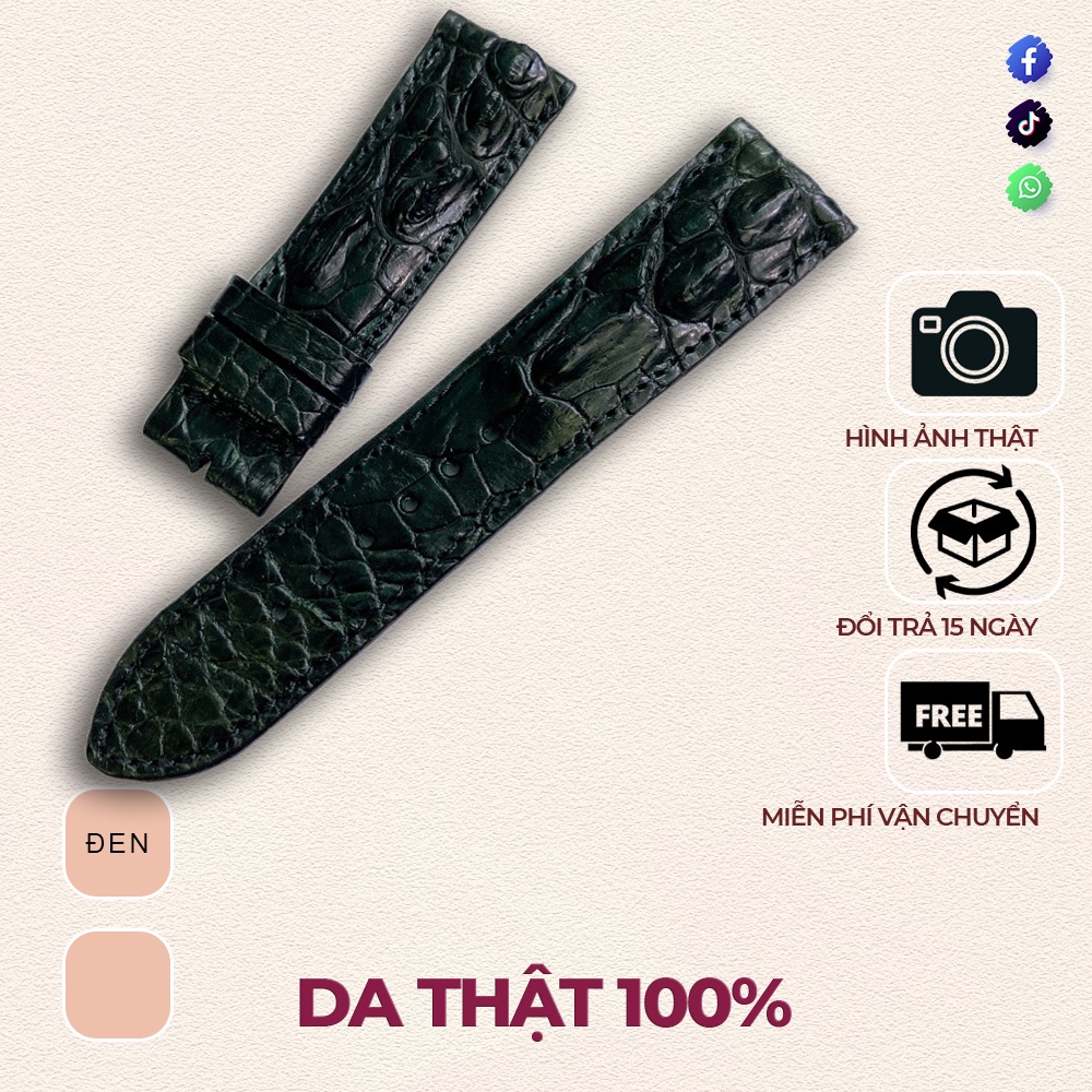 Dây đồng hồ da cá sấu thời trang bền đẹp sang trọng đủ size DD1001