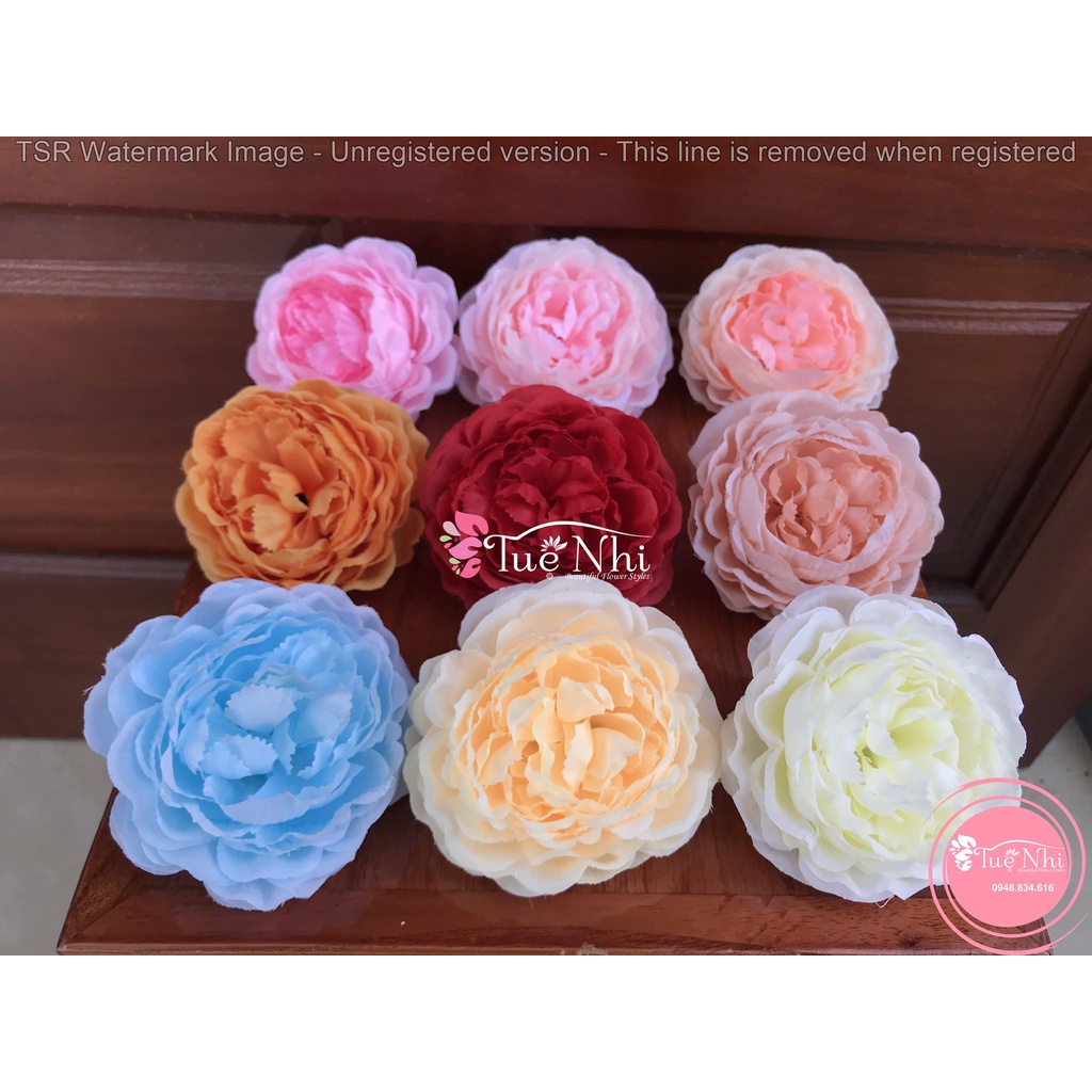 Combo 10 Đầu Bông Hoa Hồng Trà PANDORA trang trí oản, giỏ hoa, hộp quà, bông 10cm - HOA GIẢ ,HOA LỤA.