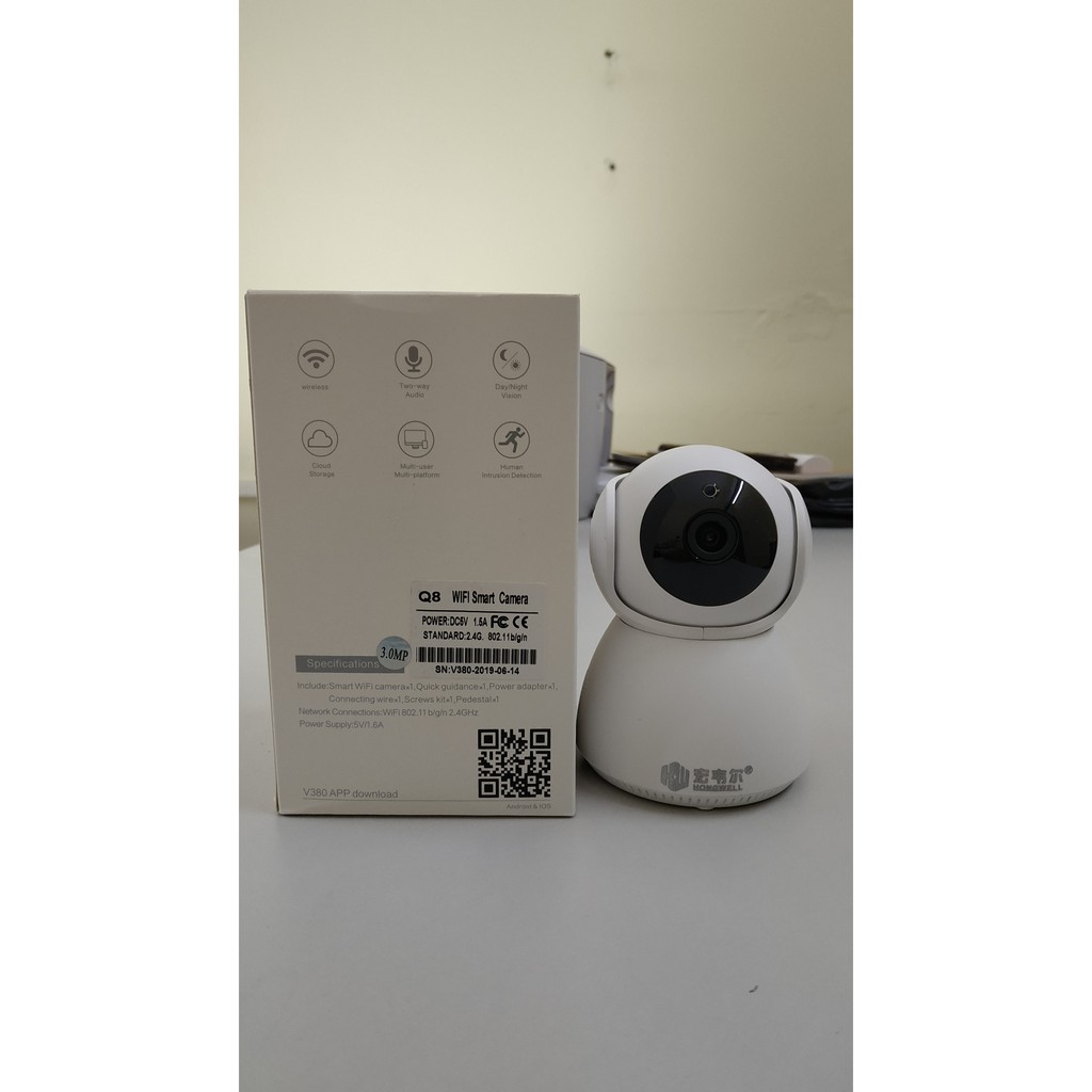 Camera 5.0Mpx V380Pro Q8 Chính Hãng Xoay 360 độ - Nhận Diện Khuôn Mặt - Xoay theo chuyển động