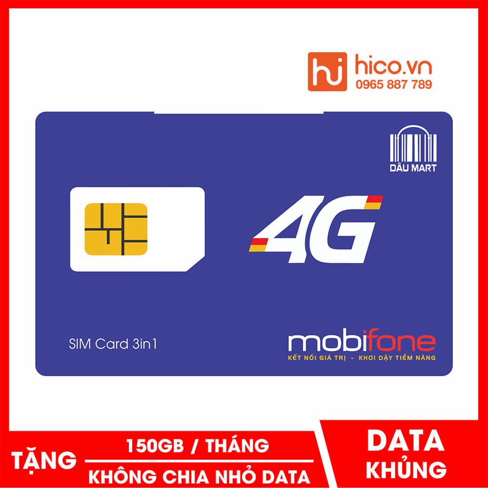 Sim 3G 4G Mobifone Tặng Ngay 150GB / tháng SALE