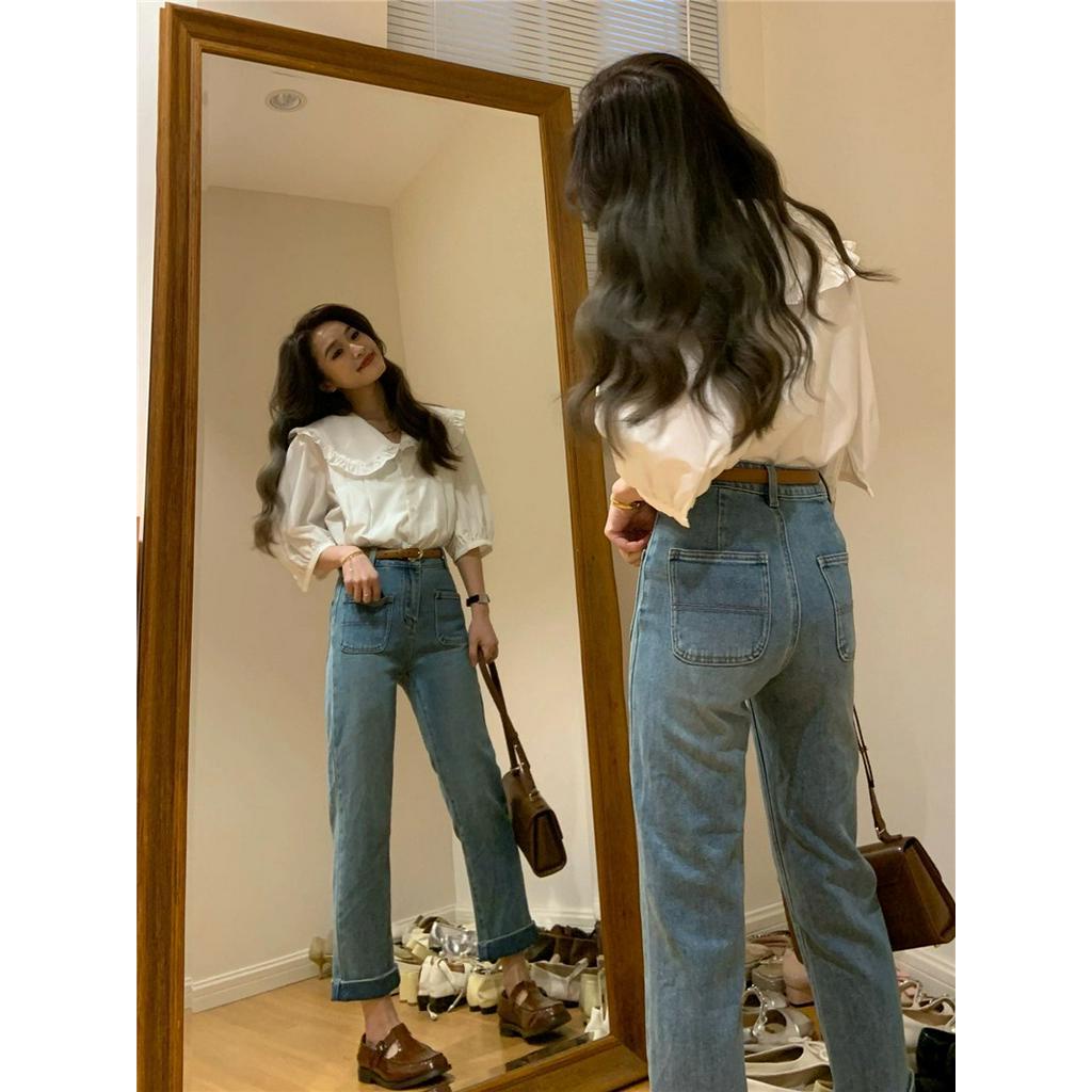 Áo Sơ Mi Trắng Cổ Bèo Ngắn Tay Thời Trang Sành Điệu 63393