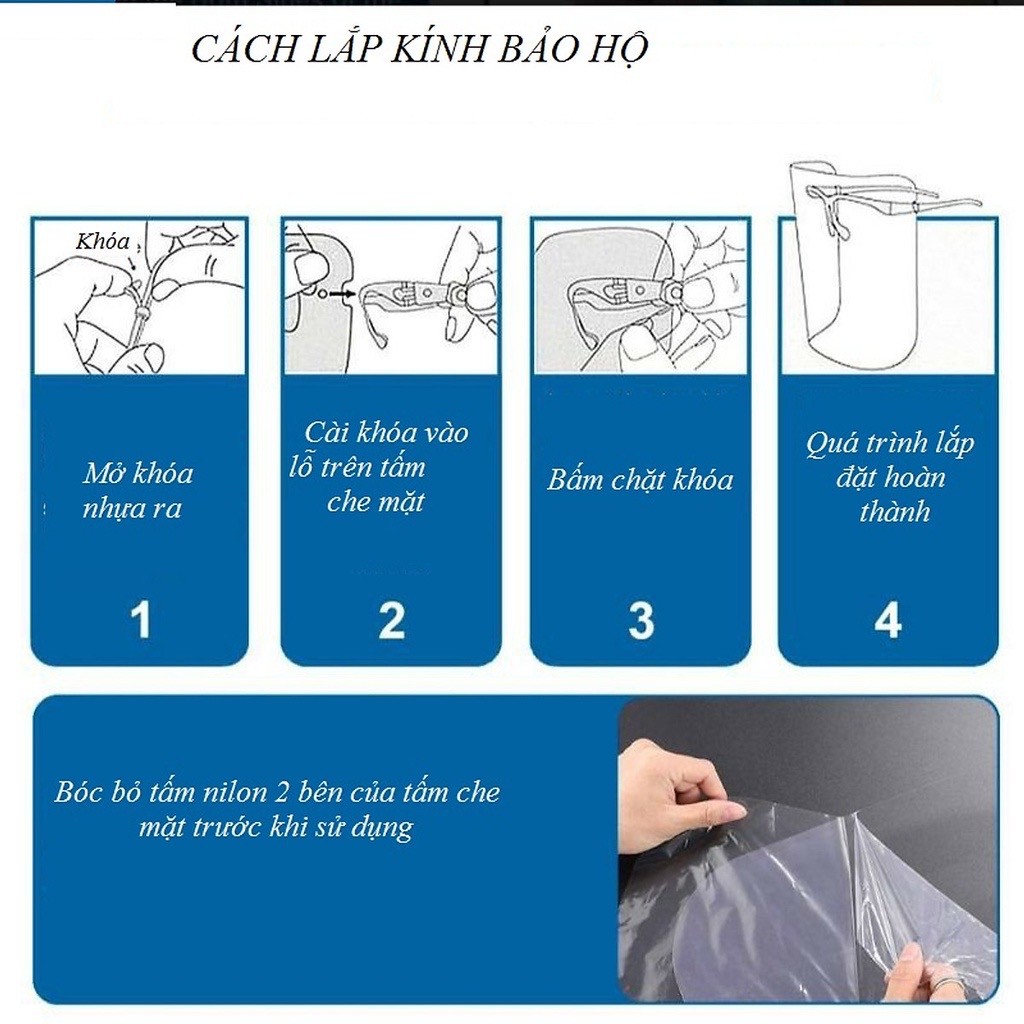 Tấm Che Y Tế Face Shiel - Tấm Chắn Giọt Bắn chống dịch, Kính Siêu Nhẹ