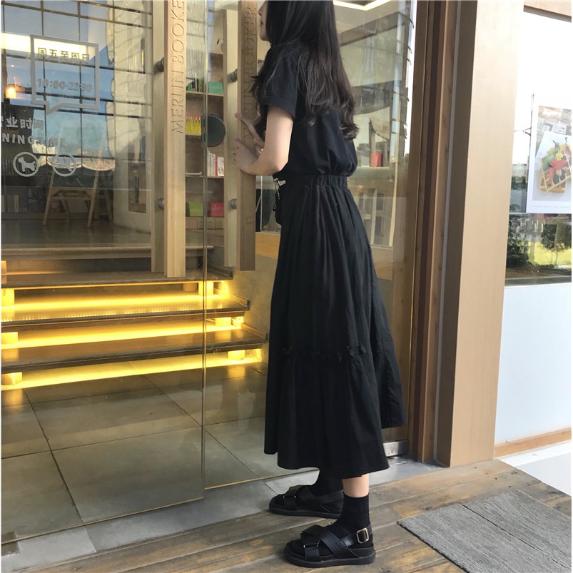 Chân Váy Lưng Cao Nhún Bèo Phong Cách Retro Hàn Quốc | BigBuy360 - bigbuy360.vn