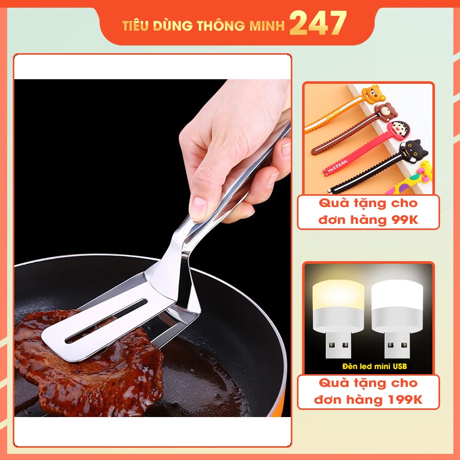 Kẹp Gắp Đồ Ăn Bằng Inox,  Chiên Xẻng Nướng, Gắp Đồ Nóng Như Steak, Cá Rán, Thịt Nướng