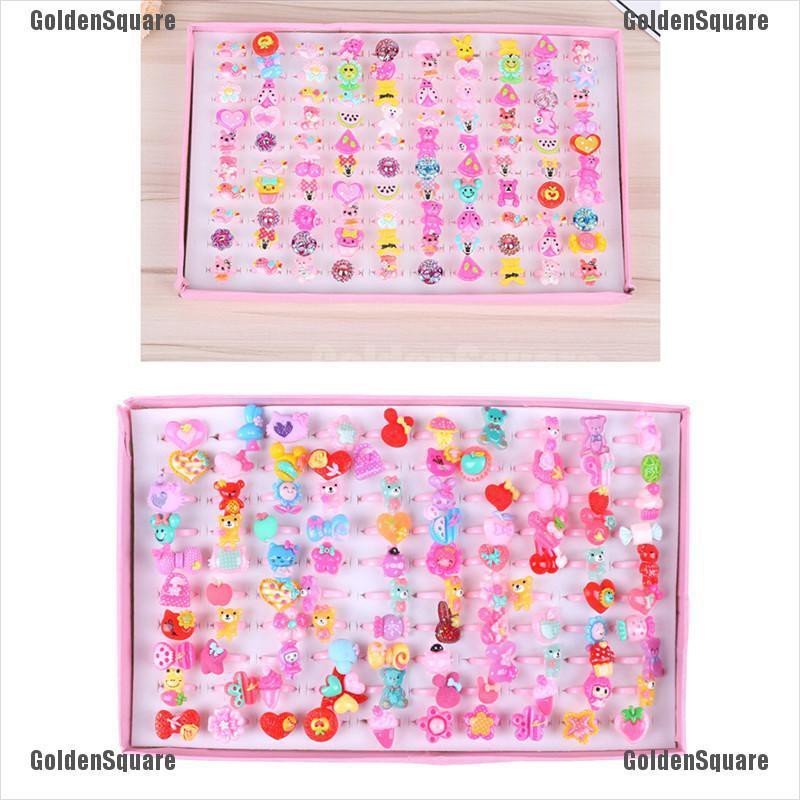 Set 10 nhẫn nhựa hoạt hình thiết kế dễ thương cho bé