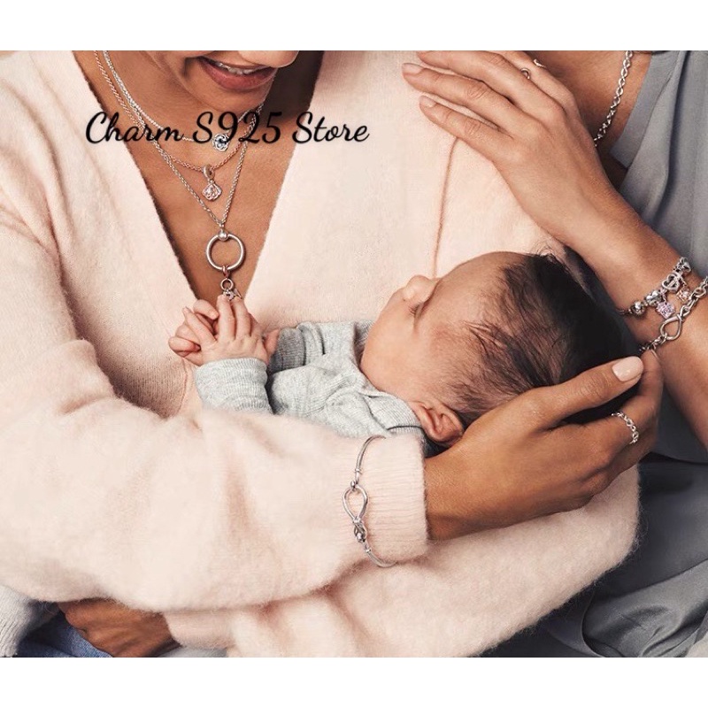 charm Ale Pan.Do.Ra Mom nơ đỏ bạc s925 cao cấp