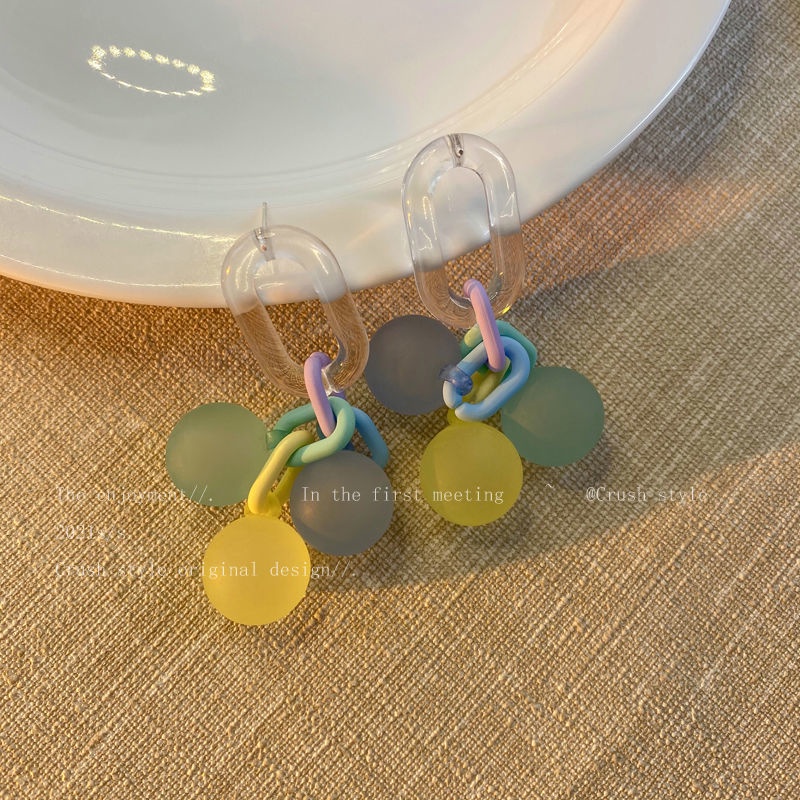 Đôi bông tai bằng Acrylic màu sắc tương phản đơn giản thời trang cho nữ