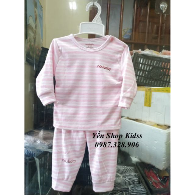 Bộ Dài Noubaby (Cài Vai) Kẻ Ngang Cho Bé (Chất Nỉ) (SP000806)