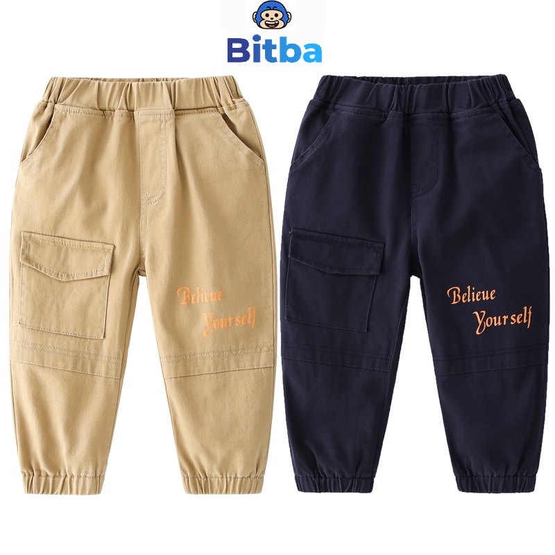 Quần kaki bé trai jogger túi hộp cho trẻ em 2 đến 8 tuổi BITBA