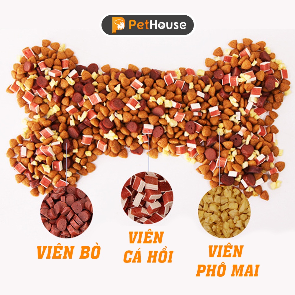 Hạt thức ăn cún cưng Captain 2 loại  trộn lẫn thịt bò, phô mai, cá hồi, rau củ