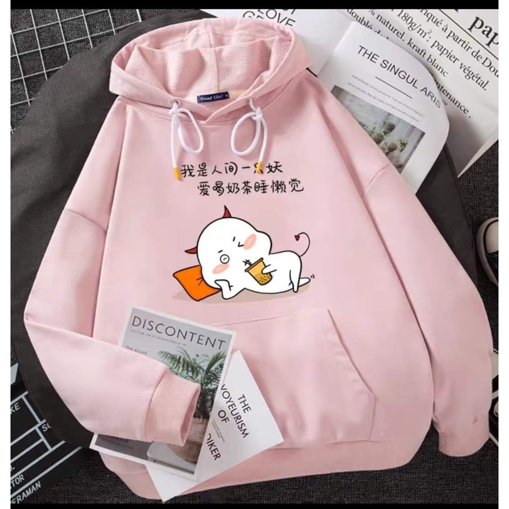 Áo hoodie ác quỷ uống trà sữa DTR1120