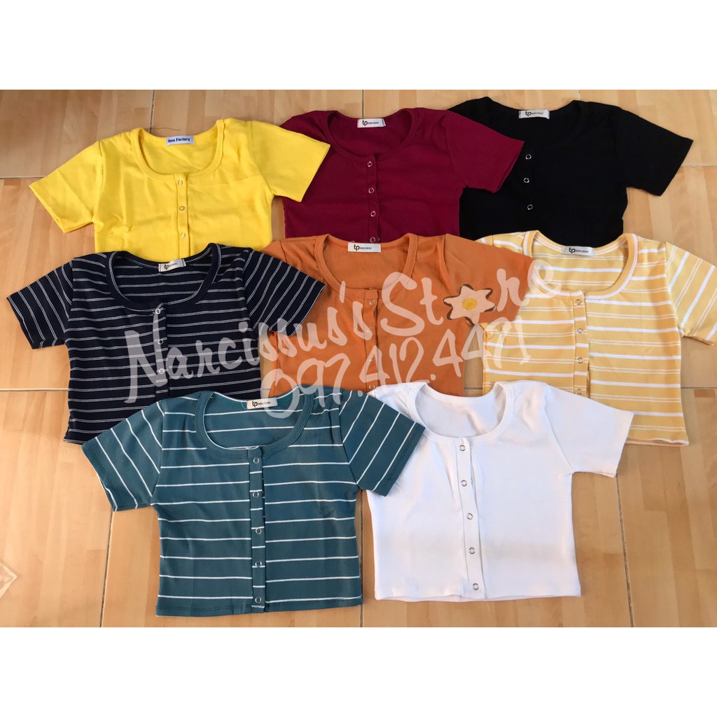 🍁Ảnh tự chụp - kèm video🍁 Áo croptop thun gân phối cúc bấm HOT🔥/ áo thun nữ/ áo thun/ áo nữ/ croptop/ tay ngắn | BigBuy360 - bigbuy360.vn