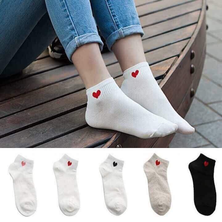 Set 2 Tất Tim Hàn Quốc Nhiều Màu Hot Trend Chất Cotton Dày Mịn Thoáng Mát