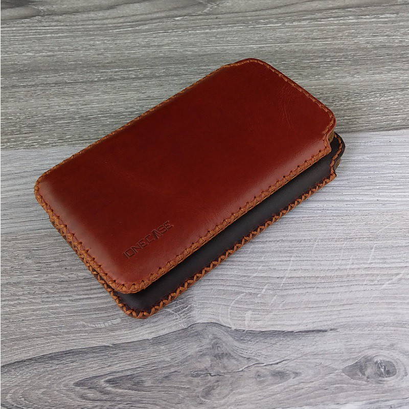 Bao Da Rút Iphone Xs Max Da Bò Sáp Màu Nâu Đỏ | BigBuy360 - bigbuy360.vn