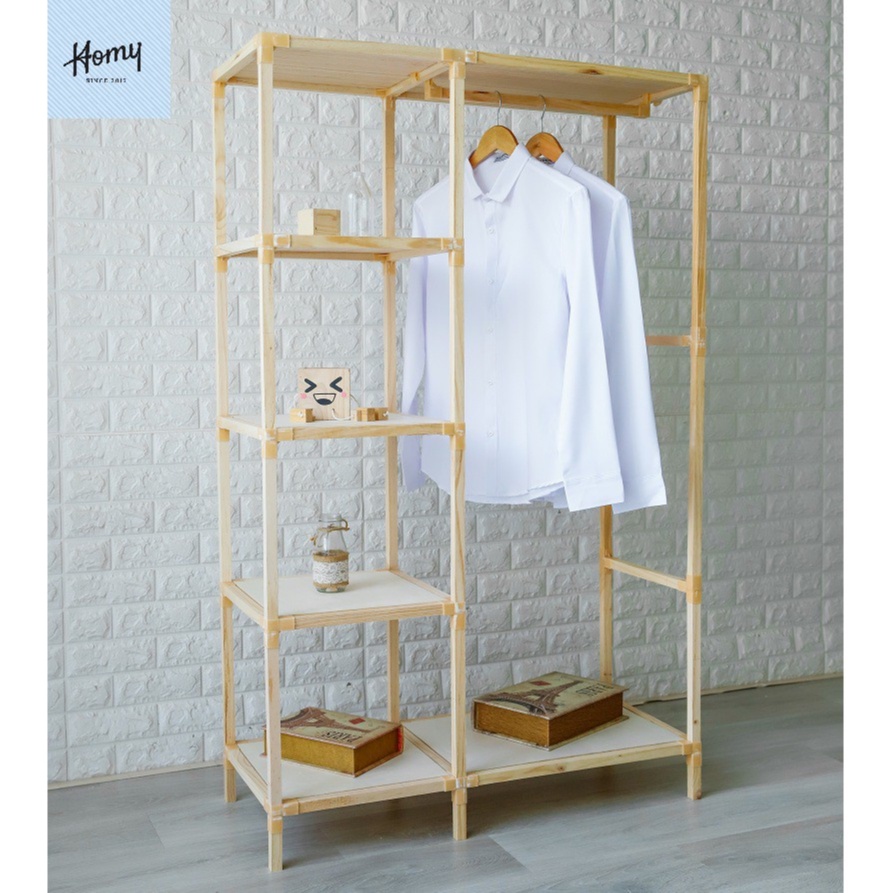 Kệ Gỗ treo quần áo mini| size to