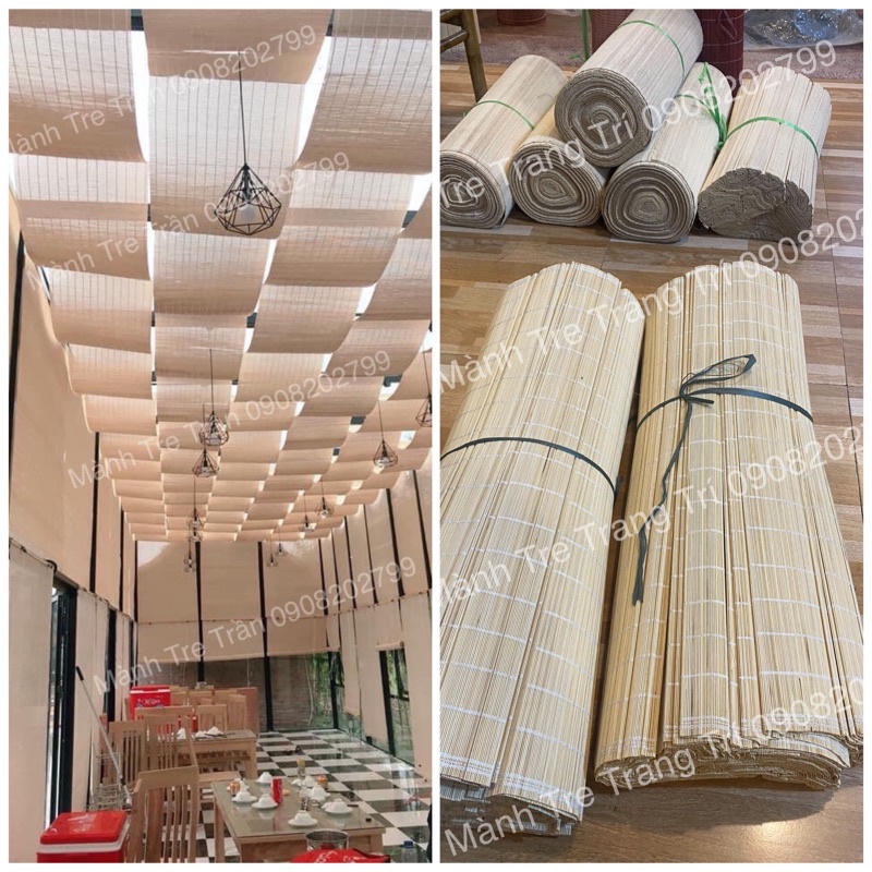 Cung cấp và phân phối Mành tăm tre trang trí trần khổ 60cm, 80cm Tính theo mét dài. Mành đóng trần, mành tre ốp tường.