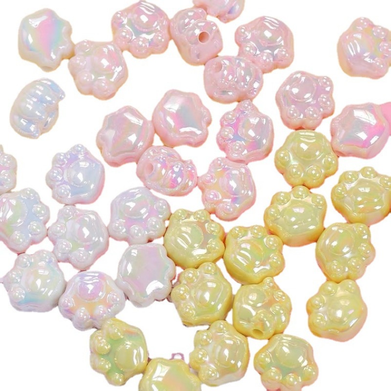 Túi 10 Hạt Nhựa Hình Dấu Chân Mèo Nhiều Màu Sắc Làm Trang Sức / Điện Thoại