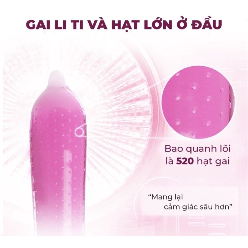 Bao cao su OLO 001 Climax Ha For Women Có Gai , Gel bôi trơn nuôi dưỡng sâu , Siêu mỏng , 10 Bcs