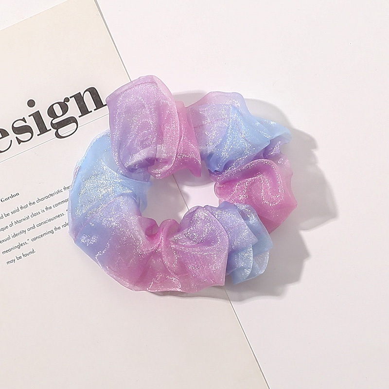 Dây buộc tóc cao su co giãn nhuộm màu gradient đính ngọc trai thời trang