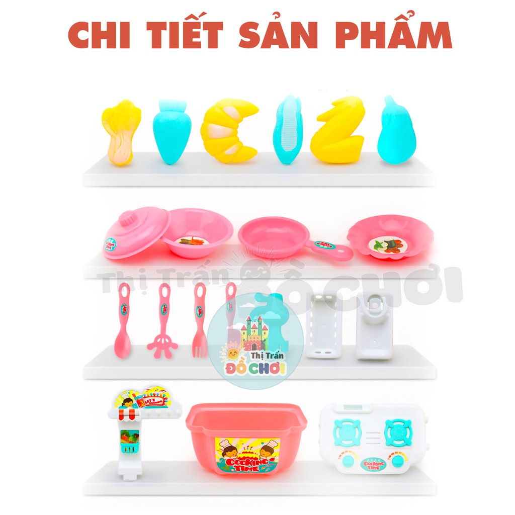 Đồ chơi nấu ăn  GIÁ SỐC  Đồ chơi nấu ăn cho bé 20 món vật dụng và tủ bếp bằng nhựa an toàn DC0015