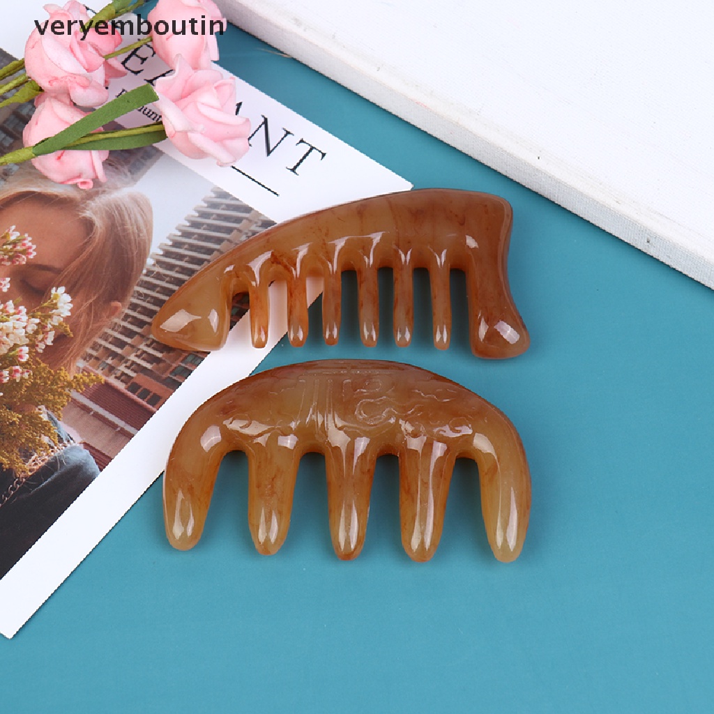 [Hàng mới về] Lược sừng trâu tự nhiên có răng rộng massage công cụ chăm sóc tóc bỏ túi