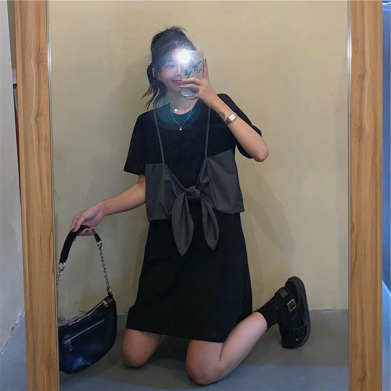 Đầm Thun Giả Hai Lớp Dáng Rộng Thời Trang Mùa Hè