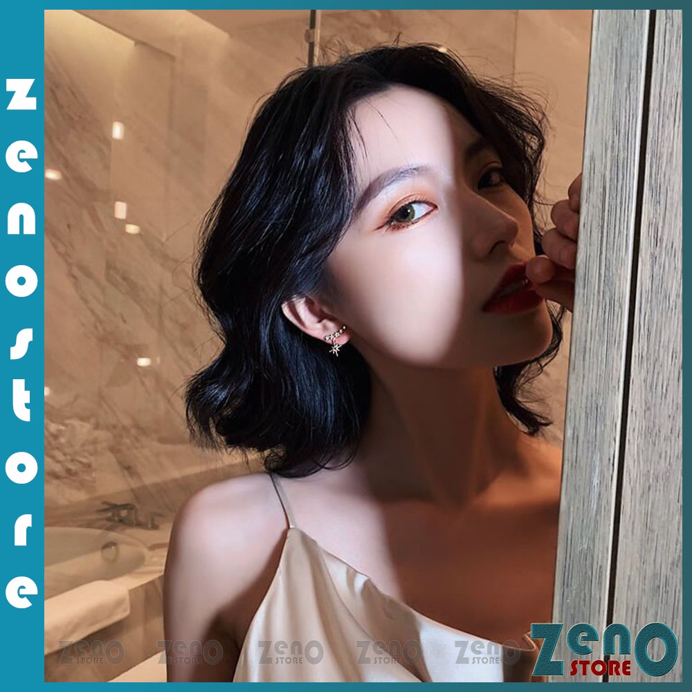 Khuyên tai ZenO bạc S925 KT17, bông tai ngôi sao nữ tính