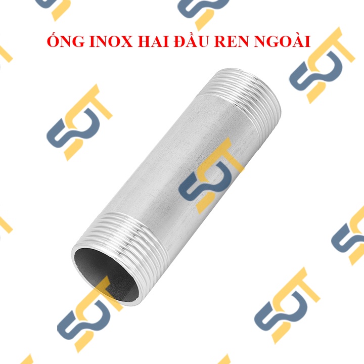 [ỐNG TIỆN REN] Đầu nối ống hai ren ngoài BSP hệ G, đốt nối ren dài 10cm &amp; 1 tấc - Chất liệu Inox