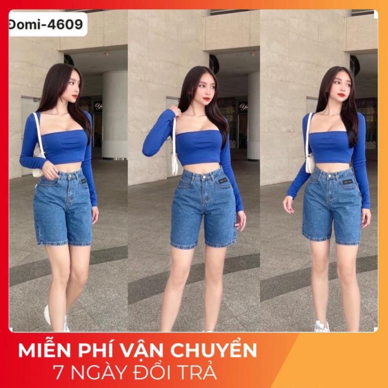 df Quần jean ngố nữ form dáng chữ A một nút trơn Lê Huy Fashion MS 4608