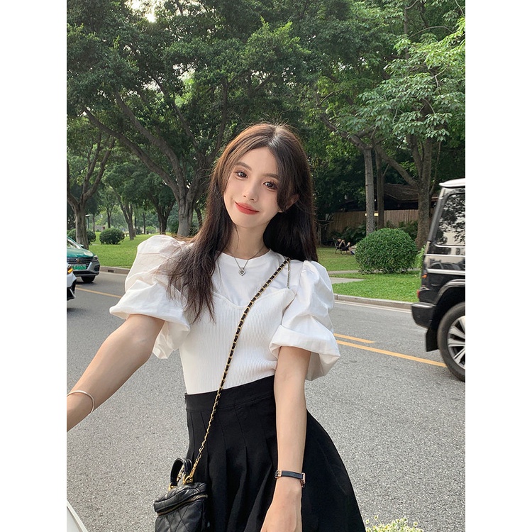 Áo Thun Tay Ngắn Phồng Thời Trang Mùa Hè 2022 Cho Nữ