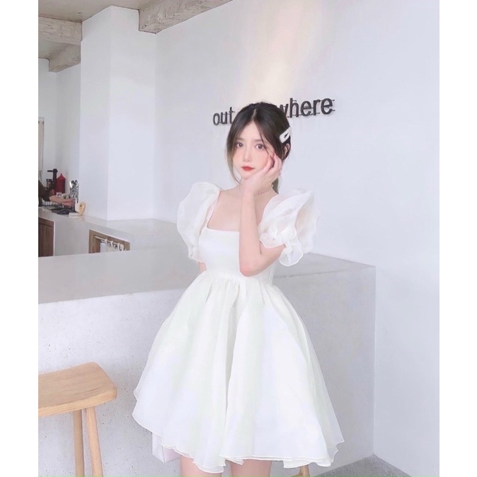 ĐẦM TRẮNG BABYDOLL TAY PHỒNG