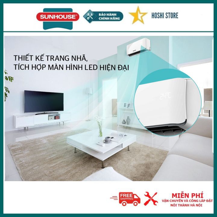 {MIỄN PHÍ SHIP & CÔNG LẮP ĐẶT} Điều hòa không khí một chiều SUNHOUSE SHR-AW09C310,lọc sạch bụi mịn, dàn đồng mạ vàng