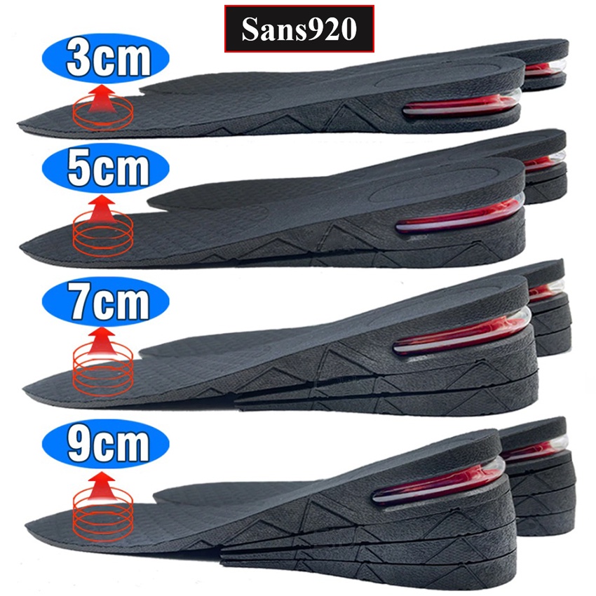Lót giày tăng chiều cao 3cm 5cm 7cm 9cm Sans920 miếng lót giầy độn đế nâng gót đệm khí nguyên nửa bàn 3P 5P 7P 9P